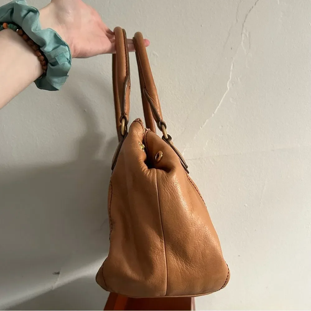 J. Crew Peyton Brown Leather Satchel Crossbody Shoulder Bag Warm Sienna